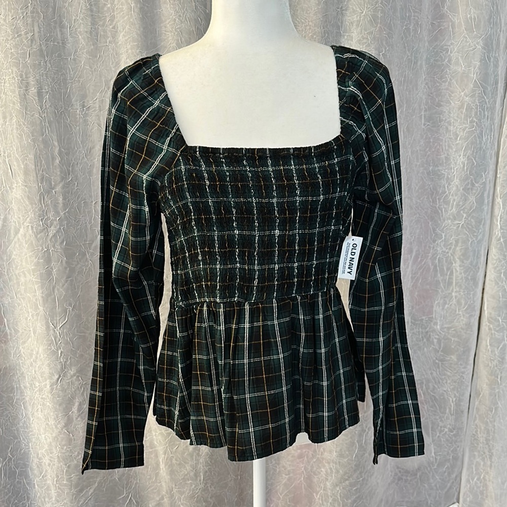 Old Navy Women's Green Plaid Top